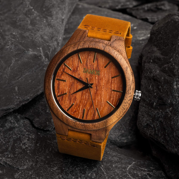 Striking Wooden Traditional Watch For Men Samos Jewelry