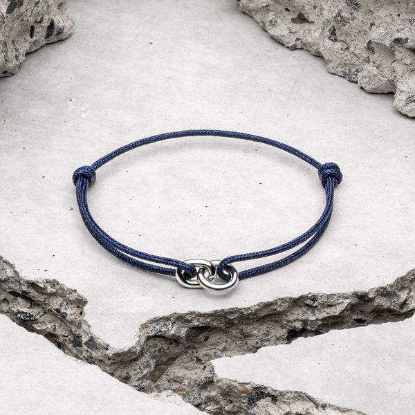 Navy Blue Linked Nylon Rope Bracelet For Men | Samos Jewelry