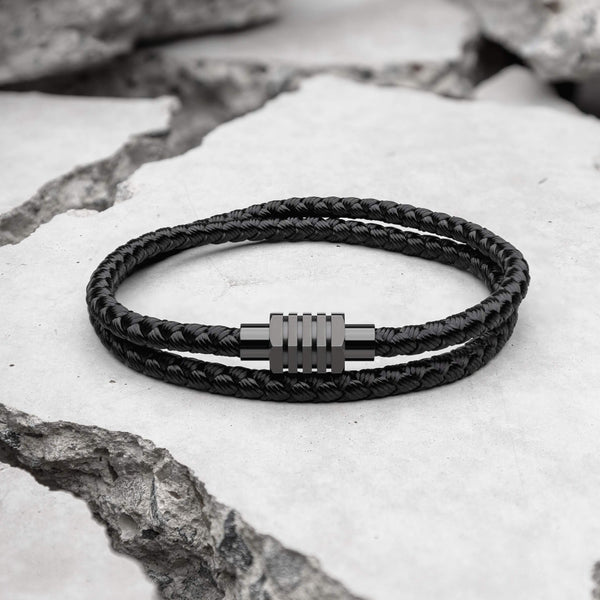 Classic Men's Thin Black Keel Rope Bracelet | Samos Jewelry