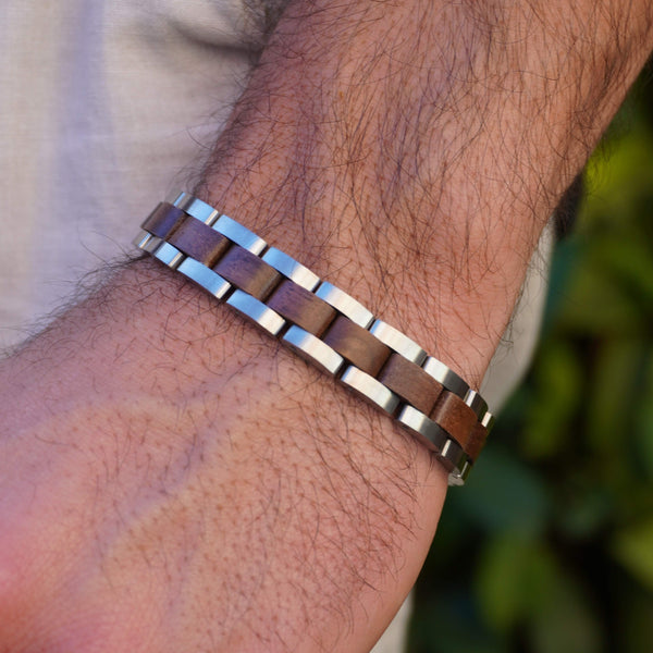 Quality Walnut Wood Adjustable Men's Bracelet | Samos Jewelry