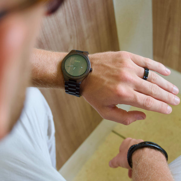Ebony Wood Men's Adjustable Analog Watch | Samos Jewelry