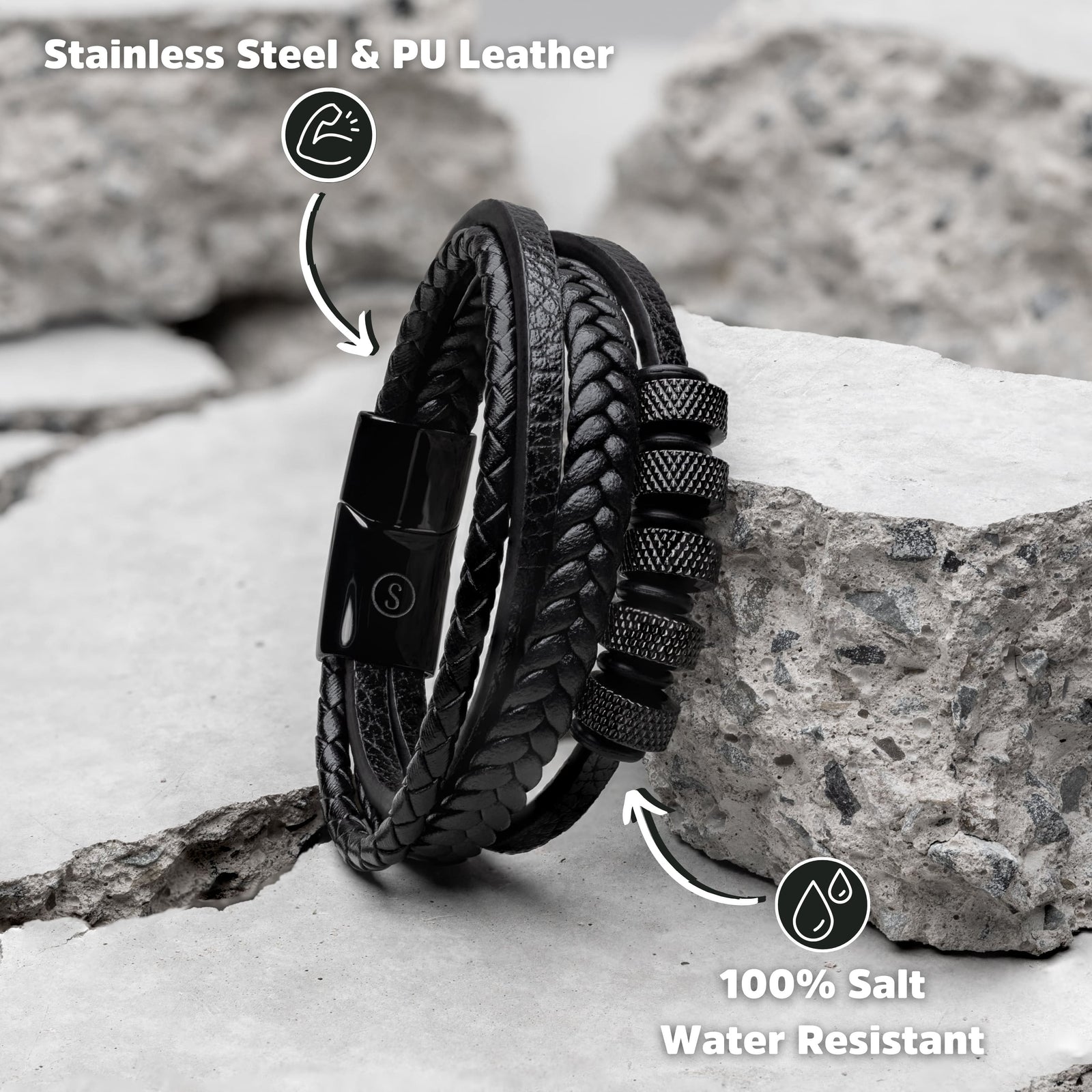 Quality Stacked Leather Beaded Bracelets | Samos Jewelry