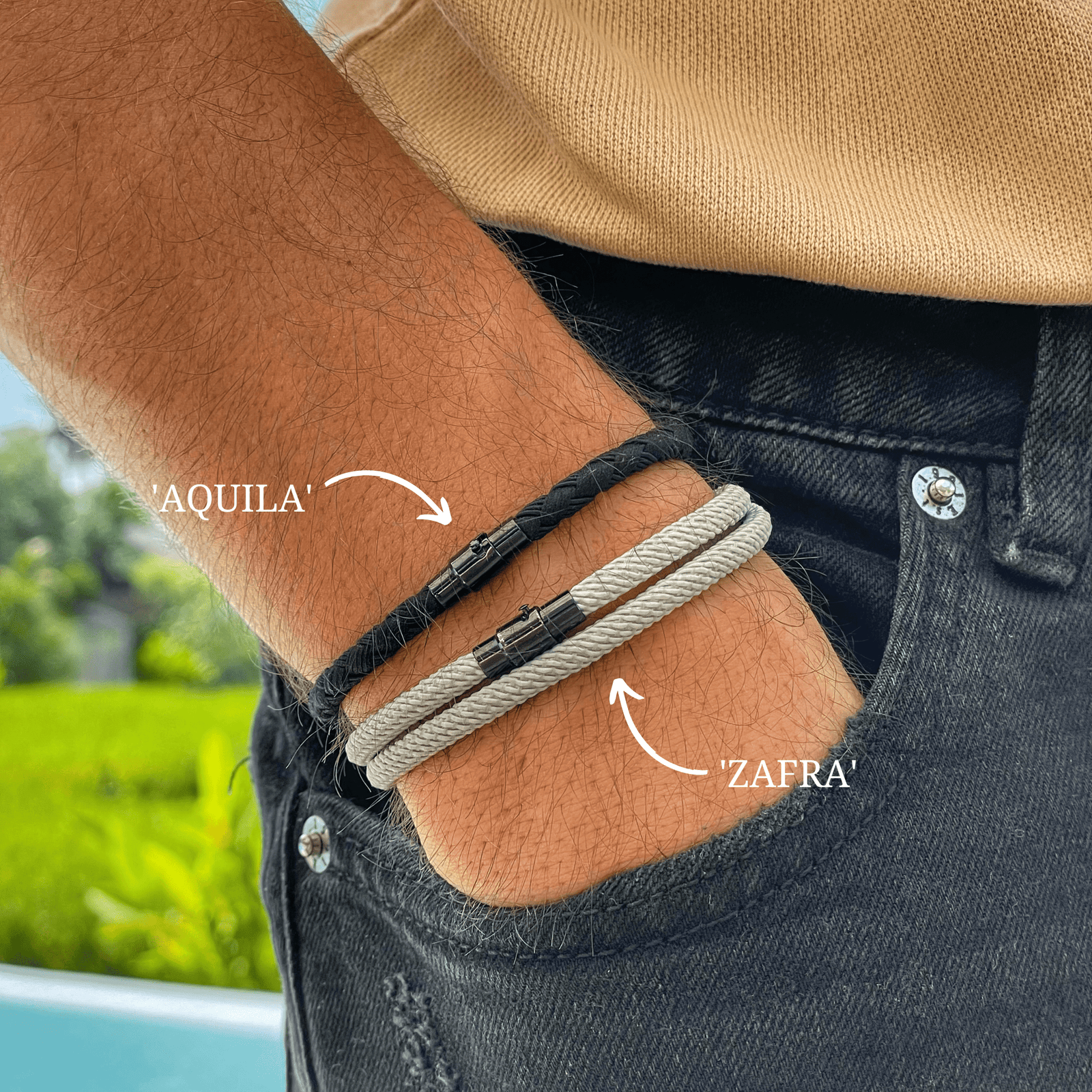 Black Braided Keel Rope Bracelet For Men | Samos Jewelry