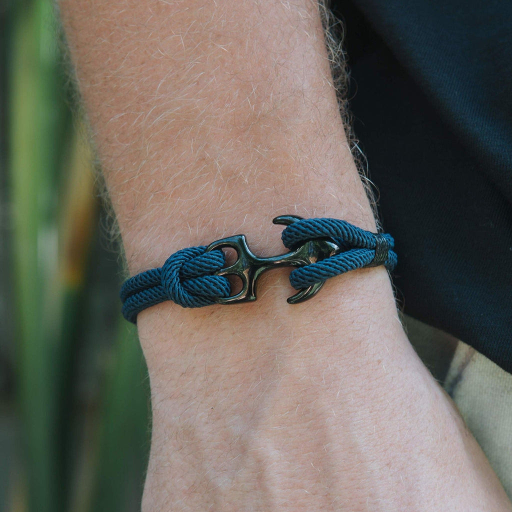 Personalised Men's Black Rope Nautical Anchor Bracelet | Gifts for Him |  Treat Republic