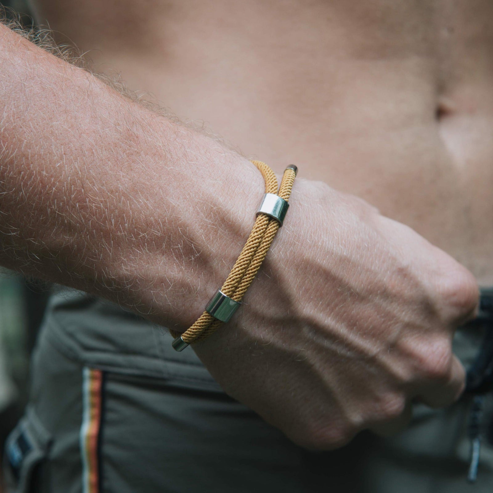 Men's Brown Adjustable Shackle Rope Bracelet | Samos Jewelry