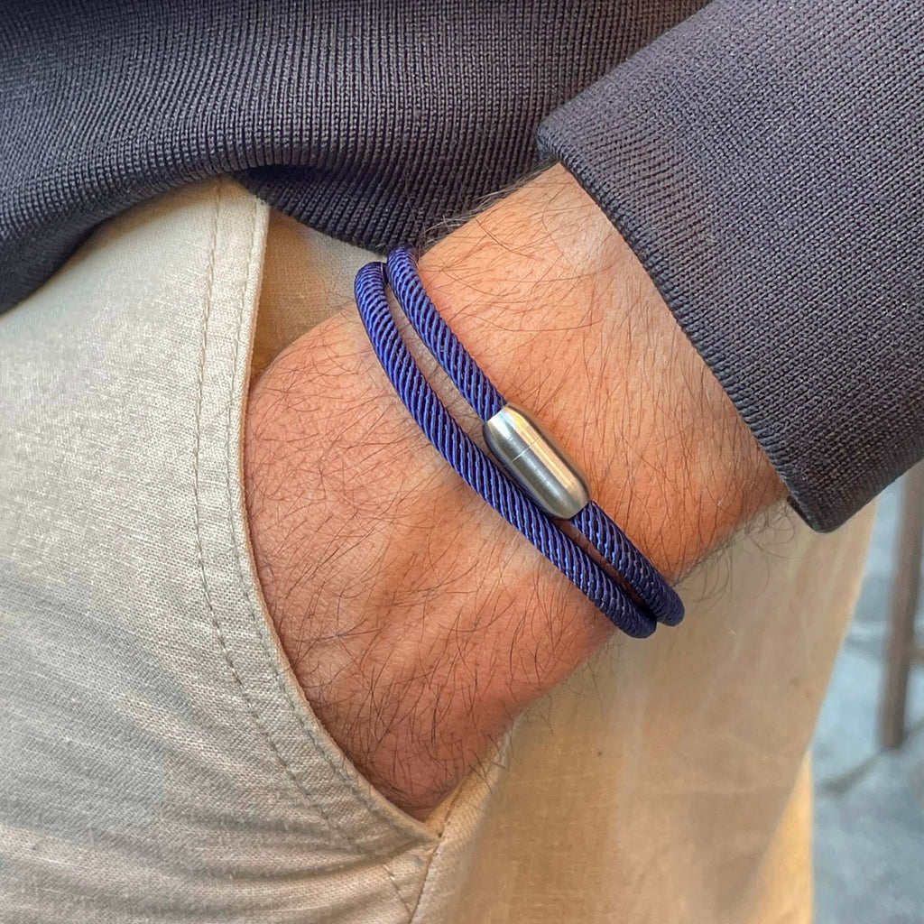 アクセサリー ISM Dark Blue Rope Bracelet For Men | Magnetic Clasp | Samos Jewelry