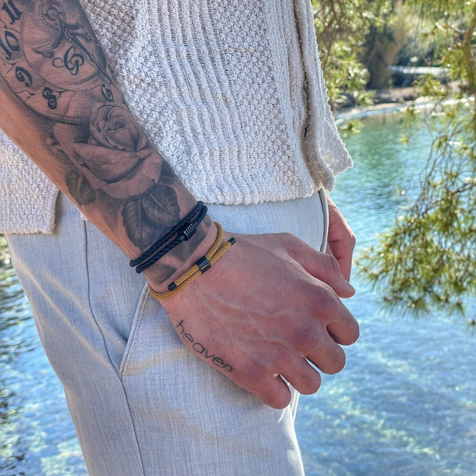 Classic Men's Thin Black Keel Rope Bracelet | Samos Jewelry