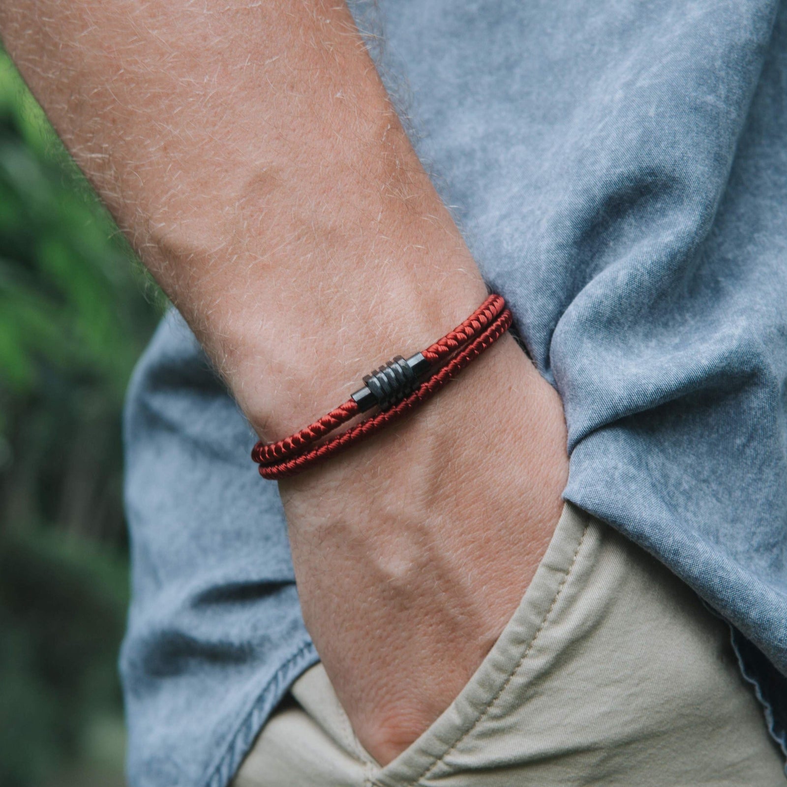 Modern Men's Red Keel Rope Wrap Bracelet | Samos Jewelry