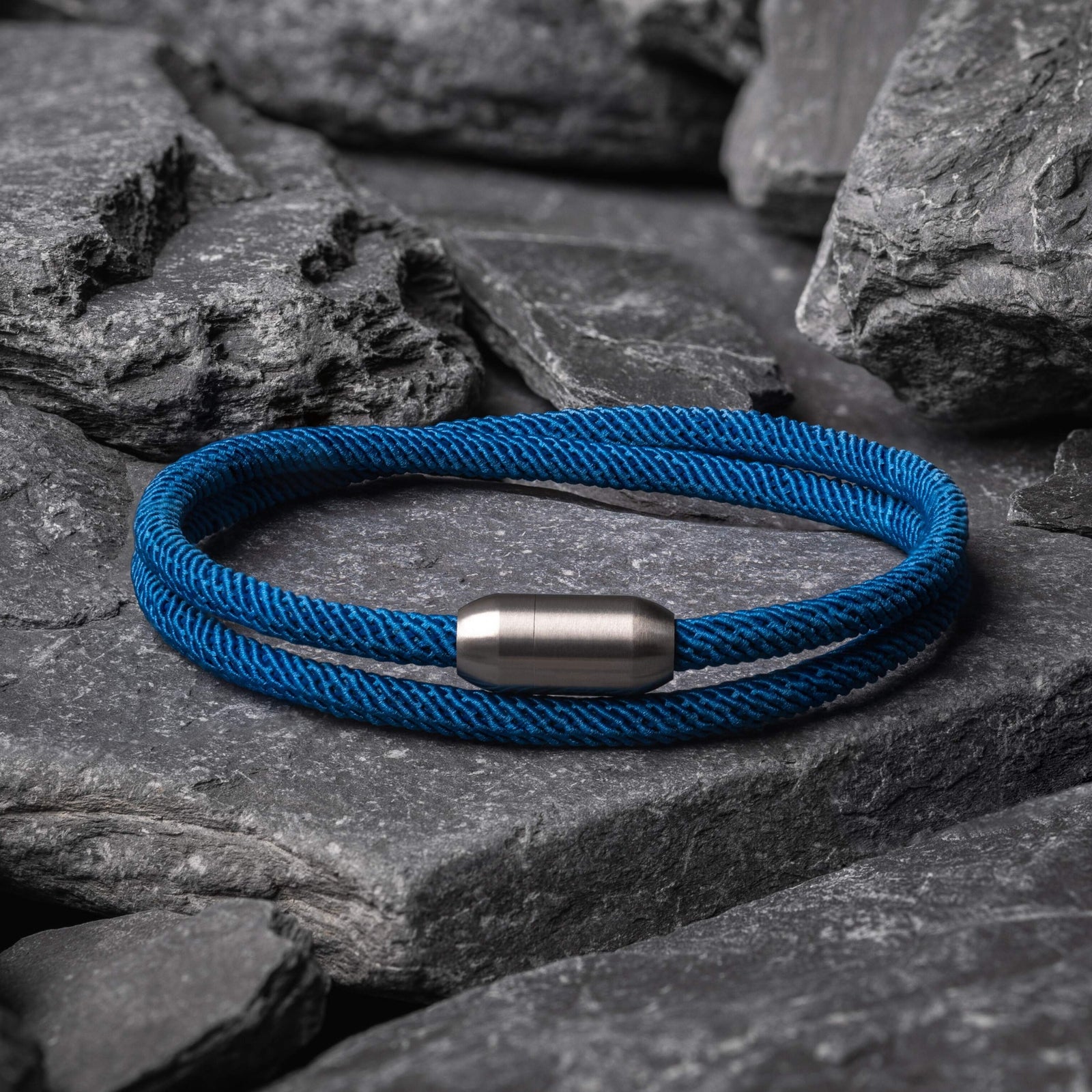 Teal Blue Men's Rope Bracelet With Magnetic Clasp | Samos Jewelry
