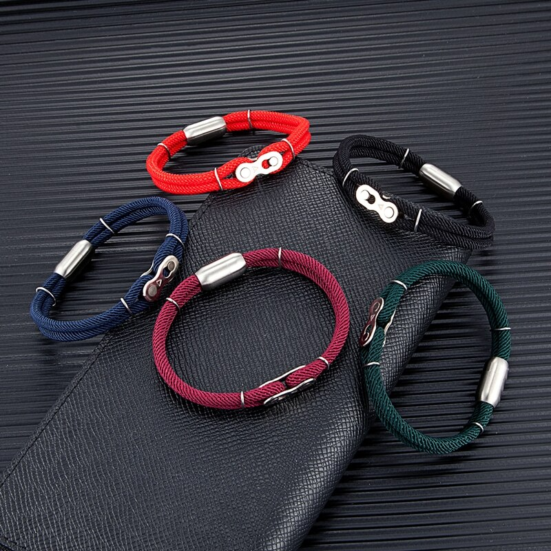 Sacce Durable Stainless Steel Men's Red Rope Bracelet | Samos Jewelry