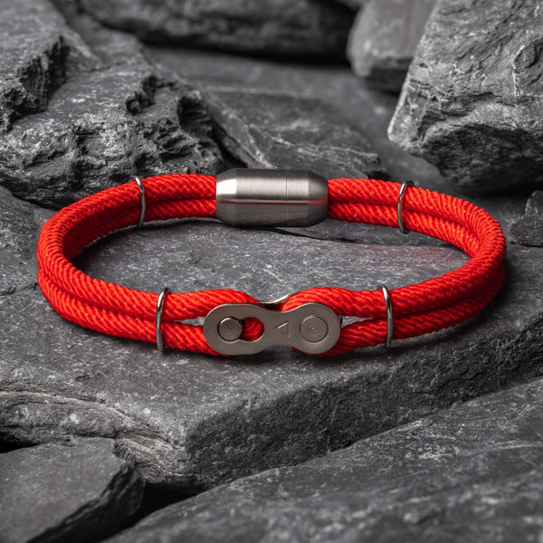 Durable Stainless Steel Men's Red Rope Bracelet | Samos Jewelry