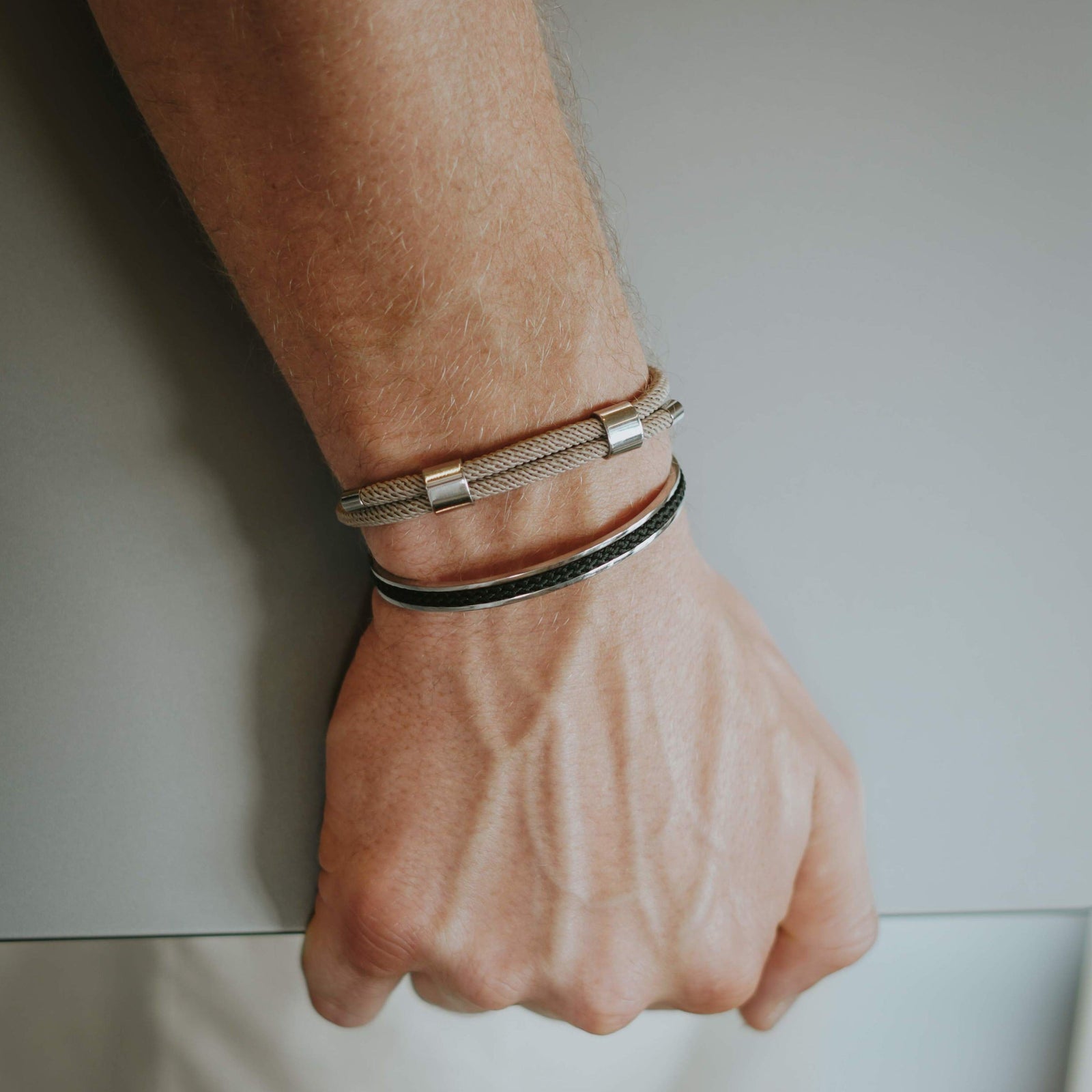 Light Brown Double Shackle Men's Rope Bracelet | Samos Jewelry