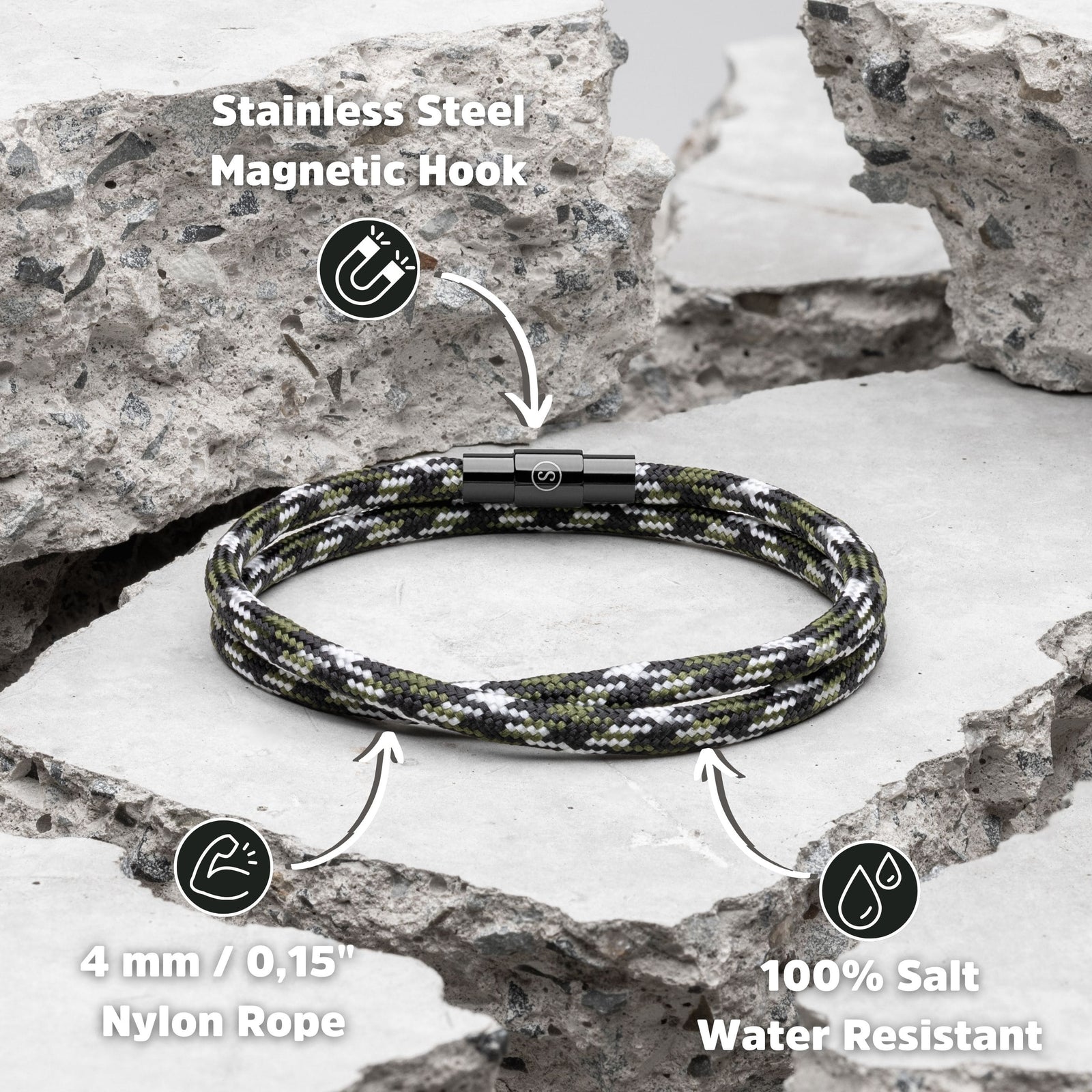 Men's Patterned Rope Bracelet | Water Resistant | Samos Jewelry