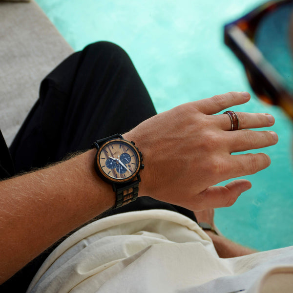 Men's Two-Tone Wooden Adjustable Fashion Watch | Samos Jewelry