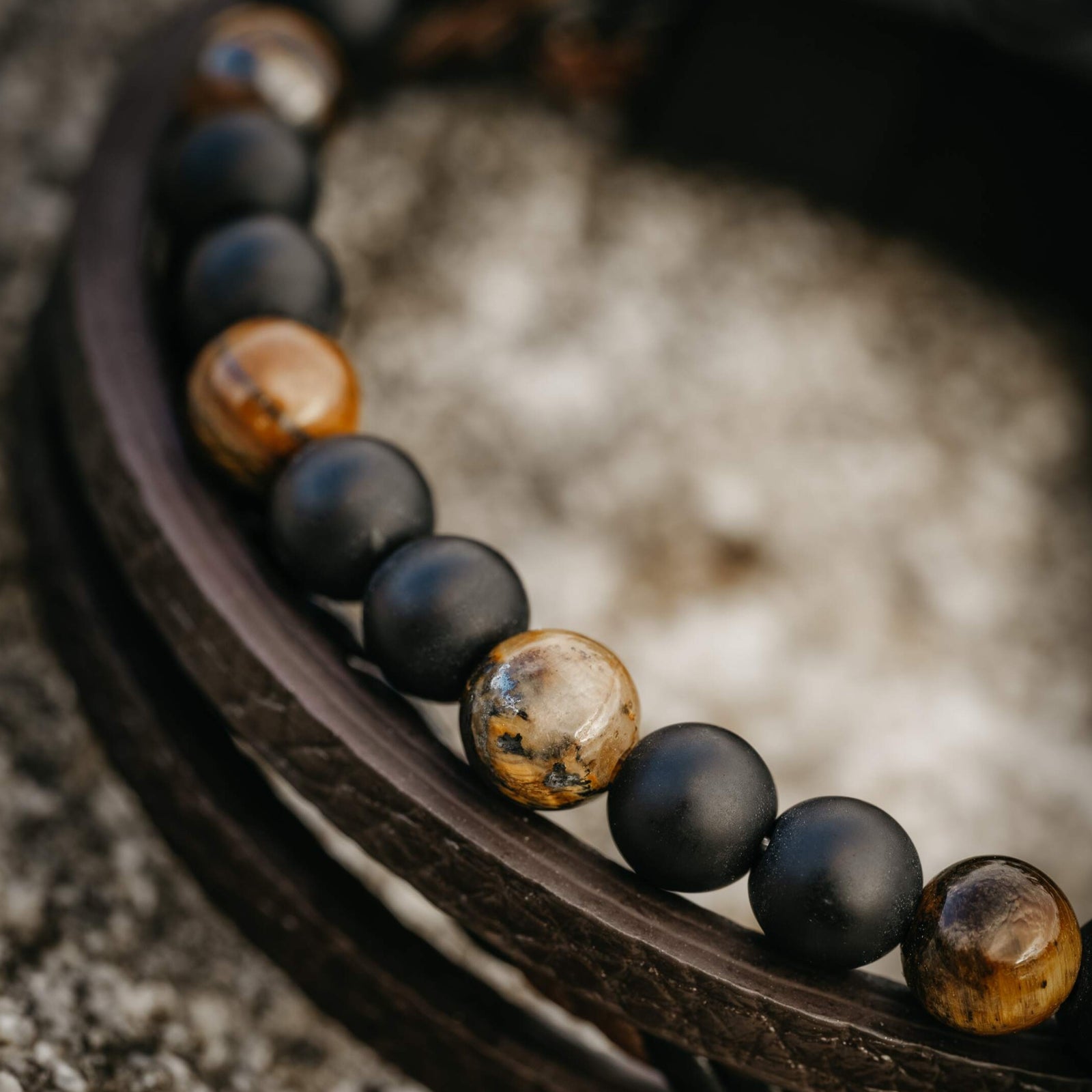 アクセサリー kazuma428838 Stylish Men's Leather Beaded Stack Bracelet | Samos Jewelry