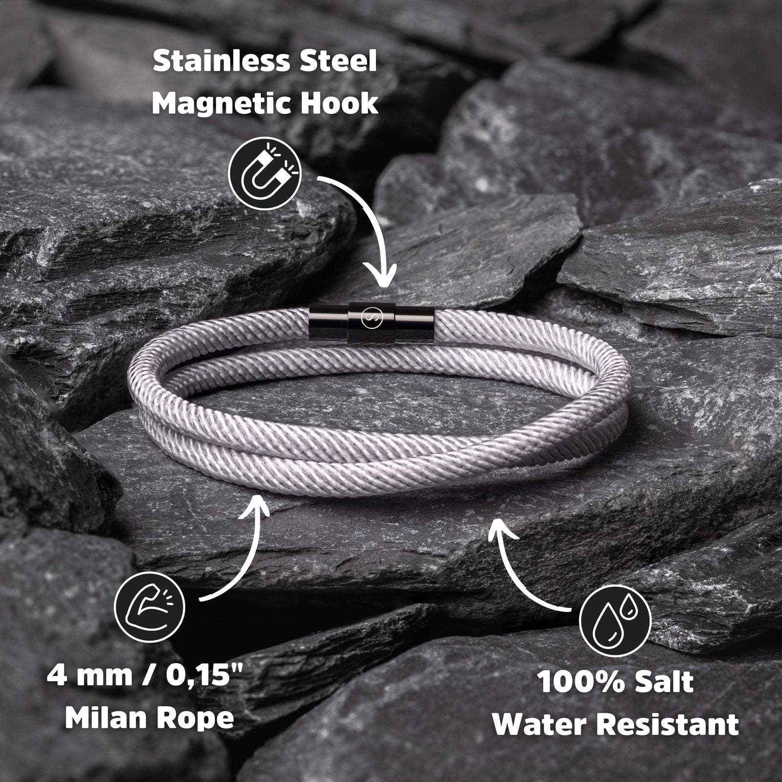 Silver & Green Milan Rope Bracelet Duo For Men | Samos Jewelry